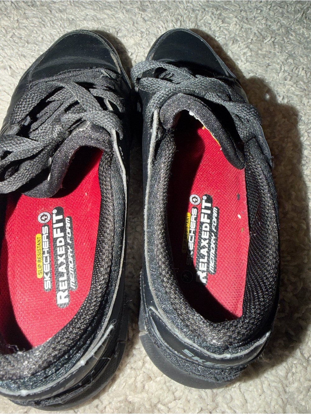 Skechers Black Low-Top Lace up work wear shoes. Memory foam lining. - Picture 3 of 6